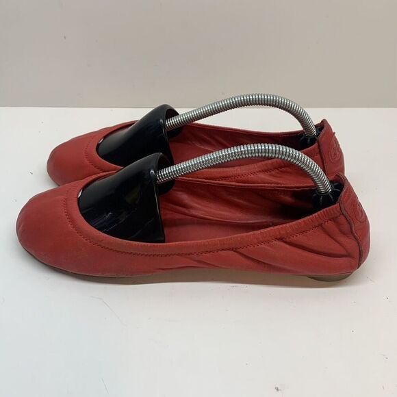 Tory Burch 7 M‎ women’s slip on ballet flat shoes red genuine leather (READ) - Picture 3 of 9